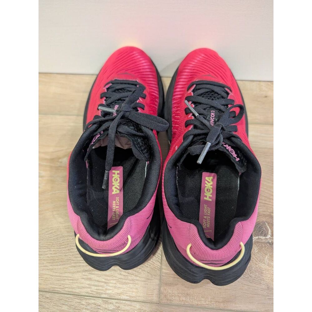 Hoka One One Rincon 3 Women’s 8.5 Pink Black Strawberry Raspberry EUC - Picture 8 of 10